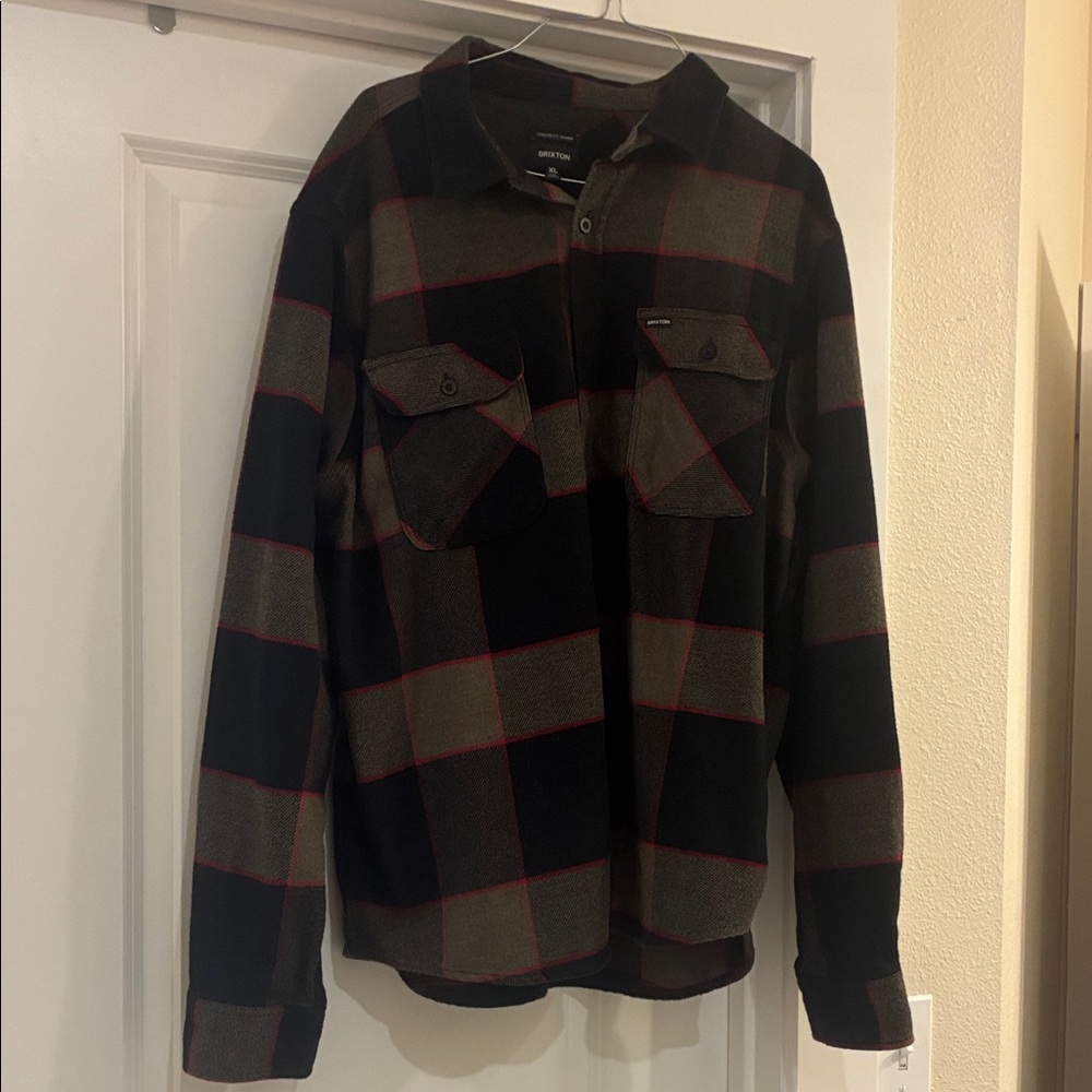 Brixton Black and Gray Plaid Button Down Shirt